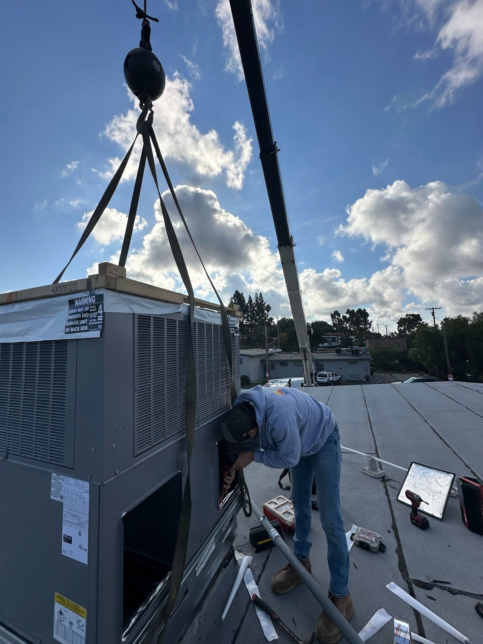Gallery photos for Crane-Assisted Rooftop Package Unit Install in North County San Diego: Image #1